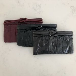 Set of 3 Genuine Eel Skin Clutch